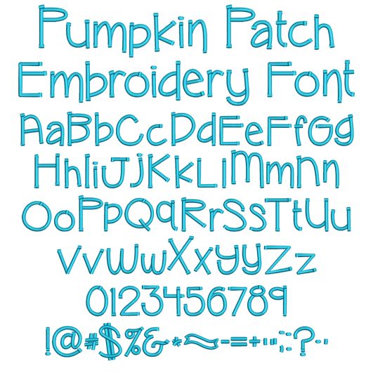 Pumpkin Patch Embroidery Font | Machine Embroidery Designs by JuJu