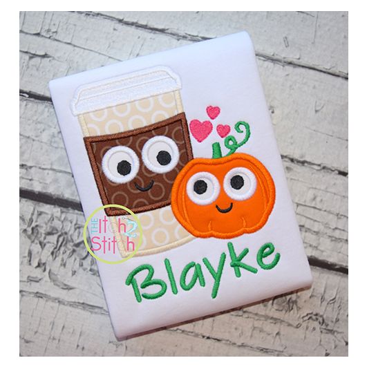 Pumpkin Spice Latte Applique | Machine Embroidery Designs by JuJu
