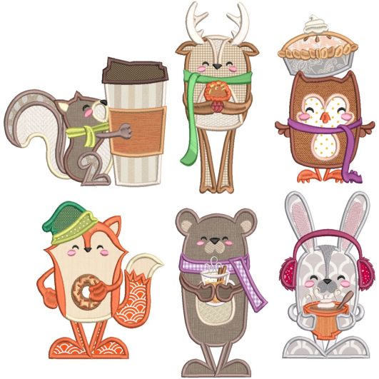 Pumpkin Spice Pals Applique Machine Embroidery Designs by JuJu 