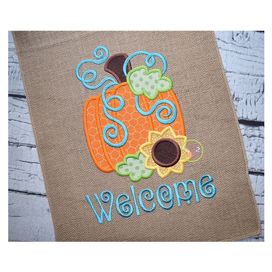 Pumpkin Sunflower Applique | Machine Embroidery Designs by JuJu