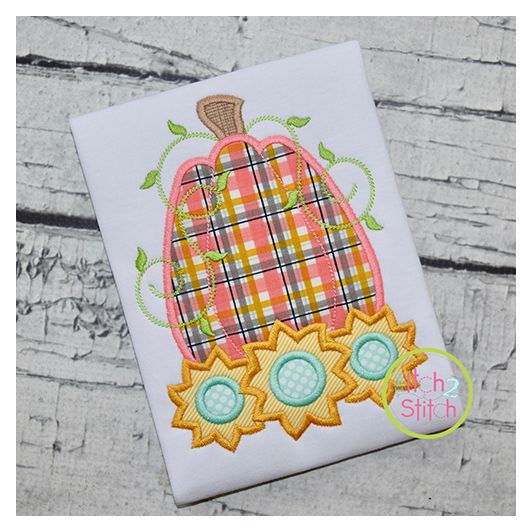 Pumpkin Sunflowers Applique | Machine Embroidery Designs by JuJu