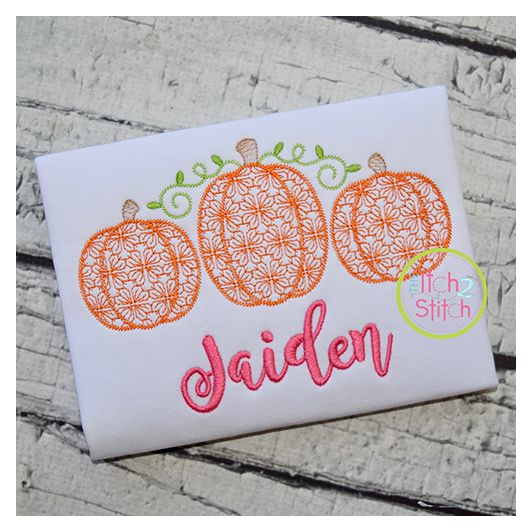 Pumpkin Trio Motif Embroidery | Machine Embroidery Designs by JuJu