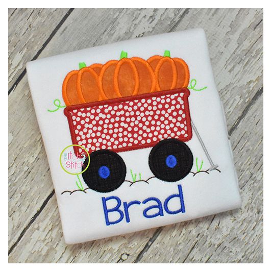 Pumpkin Wagon Applique | Machine Embroidery Designs by JuJu