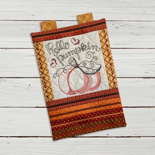 ITH Hello Pumpkin Mini Wall Hanging | Machine Embroidery Designs by JuJu	         