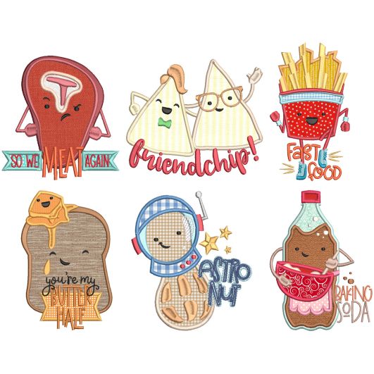 Punny Food 1 Machine Embroidery Designs by JuJu
