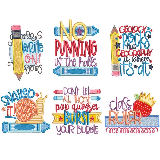 Punny School Word Art 2 Machine Embroidery Designs by JuJu


