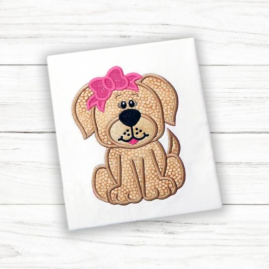 Puppy Girl Applique | Machine Embroidery Designs by JuJu