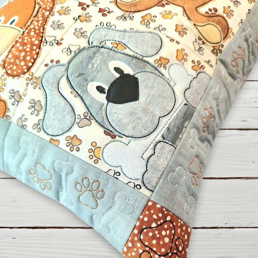 ITH Puppy Patchy Pillow Bean Stitch | Machine Embroidery Designs by JuJu