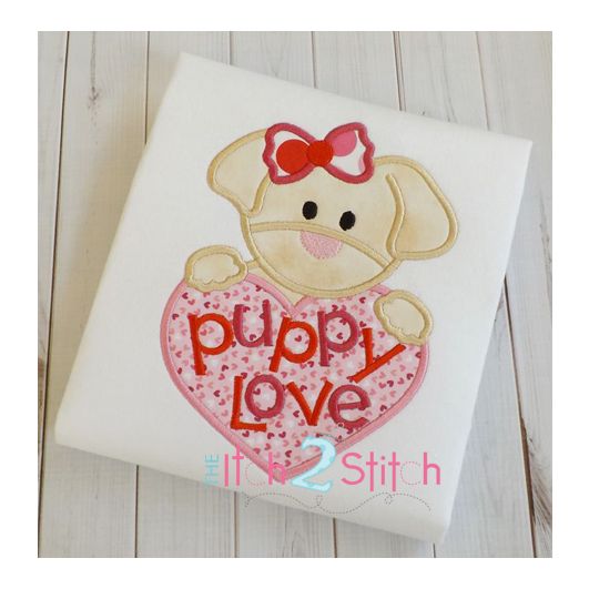 Puppy Love Girl Applique | Machine Embroidery Designs by JuJu