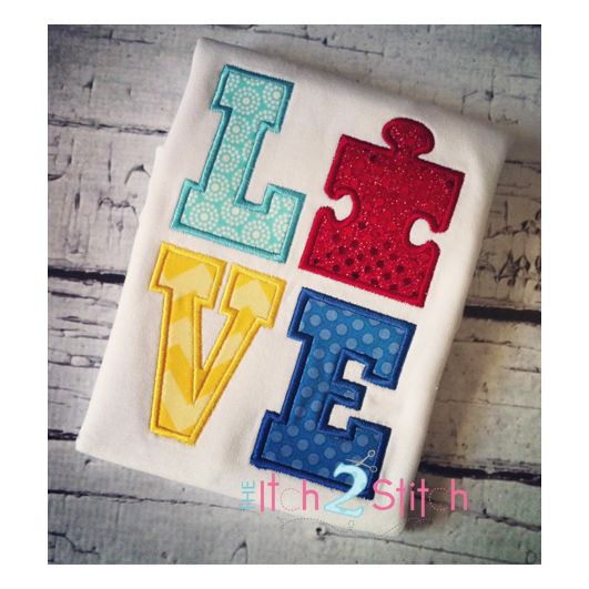 Puzzle LOVE Applique | Machine Embroidery Designs by JuJu