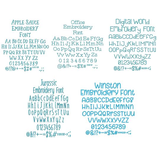 Quarter Inch Font Bundle 15 Digital Embroidery Machine Designs by JuJu