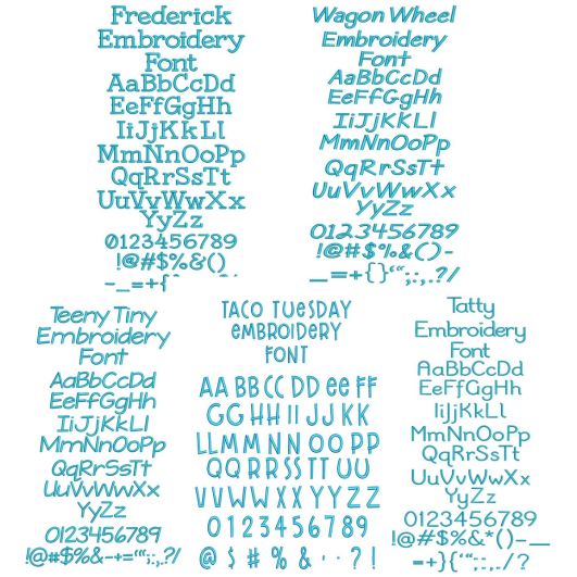 Quarter Inch Font Bundle 2 | Machine Embroidery Designs by JuJu