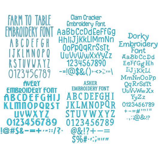 Quarter Inch Font Bundle 8 | Machine Embroidery Designs by JuJu