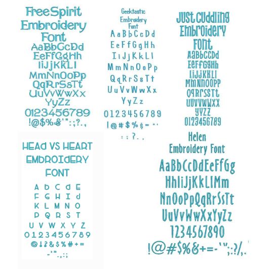 Quarter Inch Font Bundle 9 | Machine Embroidery Designs by JuJu