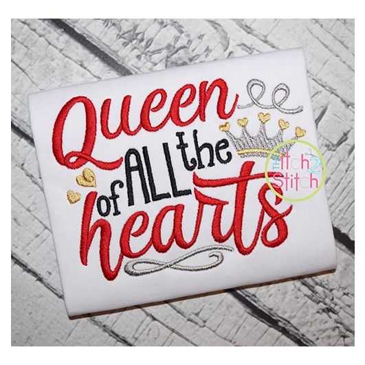 Queen of All the Hearts Embroidery | Machine Embroidery Designs by JuJu