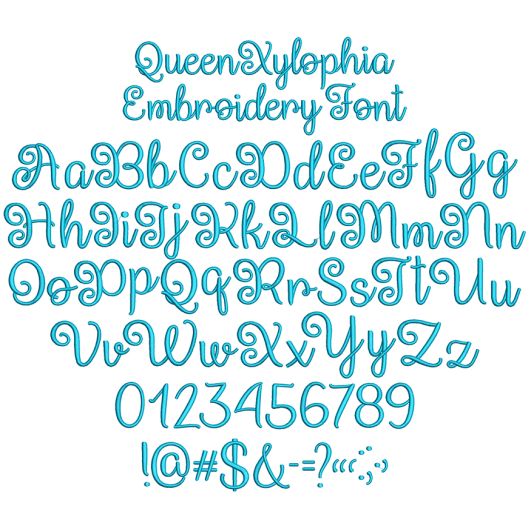 Queen Xylophia Embroidery Font | Machine Embroidery Designs by JuJu