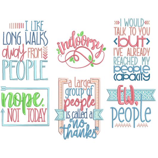 Quirky Word Art Machine Embroidery Designs by JuJu
