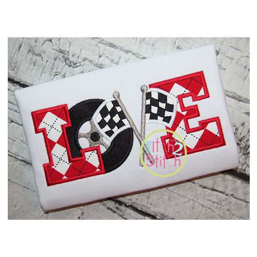 Racing Love Applique | Machine Embroidery Designs by JuJu