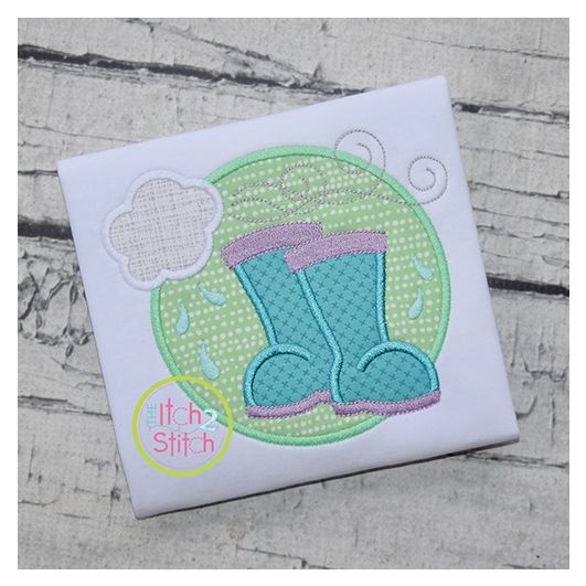 Rain Boots Circle Applique Design | Machine Embroidery Designs by JuJu
