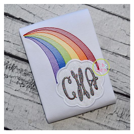 Rainbow Cloud Monogram Applique | Machine Embroidery Designs by JuJu