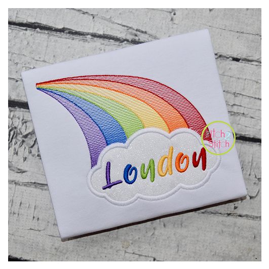 Rainbow Cloud Name Applique | Machine Embroidery Designs by JuJu