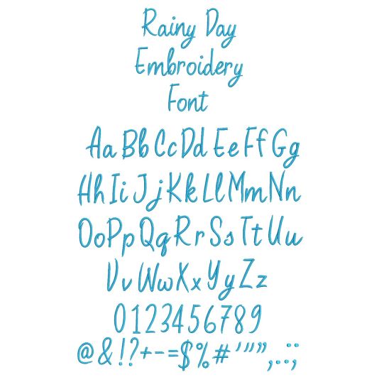 Rainy Day Embroidery Font | Machine Embroidery Designs by JuJu