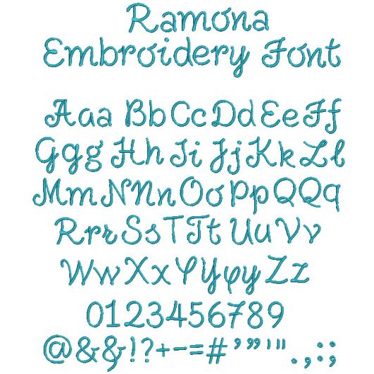 Ramona Embroidery Font | Machine Embroidery Designs by JuJu