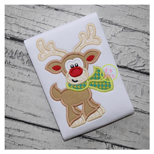 Reindeer with Scarf Boy Applique | Machine Embroidery Designs by JuJu