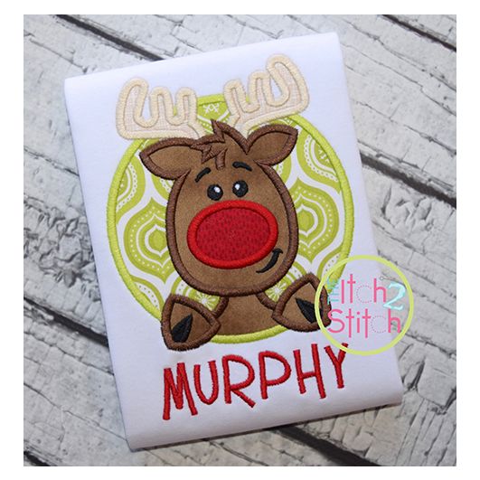 Reindeer Circle Boy Applique | Machine Embroidery Designs by JuJu