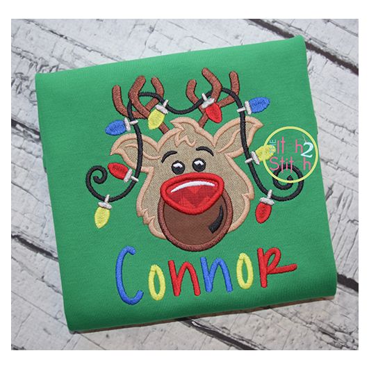 Reindeer Head Lights Applique | Machine Embroidery Designs by JuJu