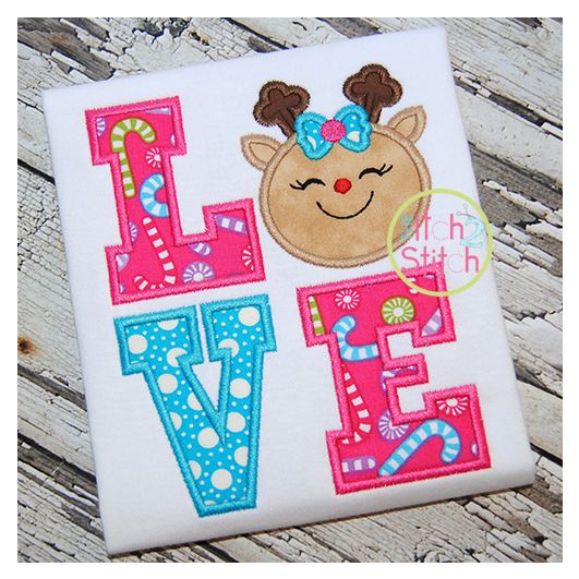 Reindeer Love Applique | Machine Embroidery Designs by JuJu