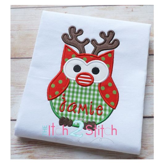 Christmas Reindeer Owl Applique | Machine Embroidery Designs by JuJu