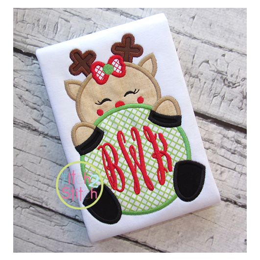 Reindeer Girl Peeker Applique | Machine Embroidery Designs by JuJu