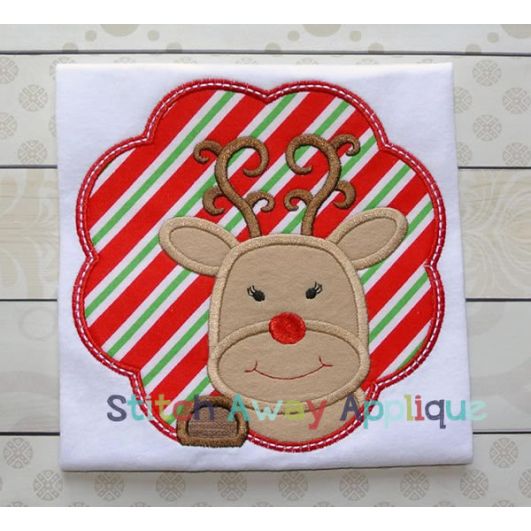 Reindeer Scallop | Machine Embroidery Designs by JuJu/ Stitch Away Applique 