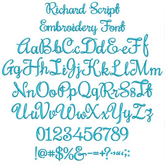 Richard Script Embroidery Font | Machine Embroidery Designs by JuJu