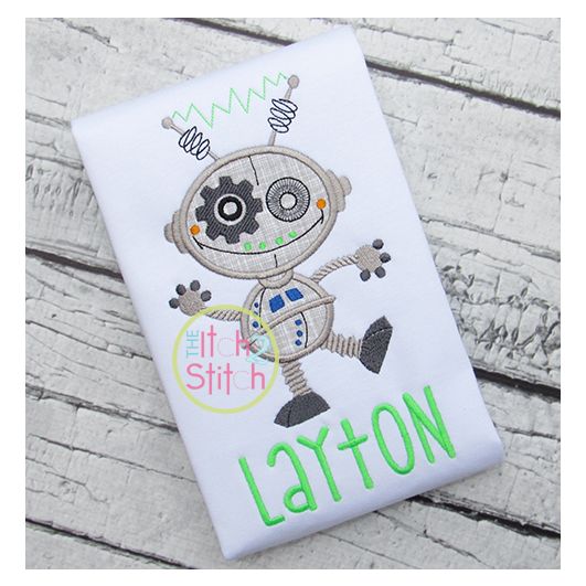 Robot Applique | Machine Embroidery Designs by JuJu