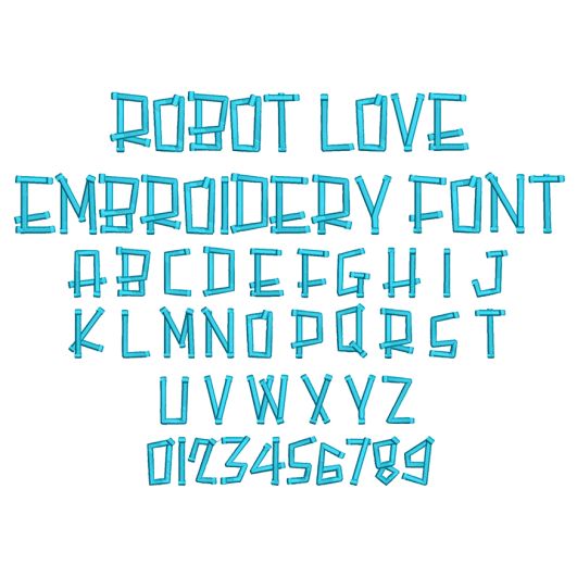 Robot Love Embroidery Font | Machine Embroidery Designs by JuJu