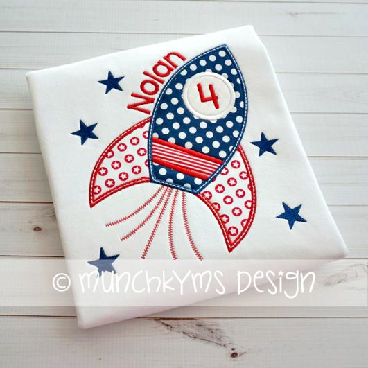 Rocket and Stars | Machine Embroidery Designs by JuJu