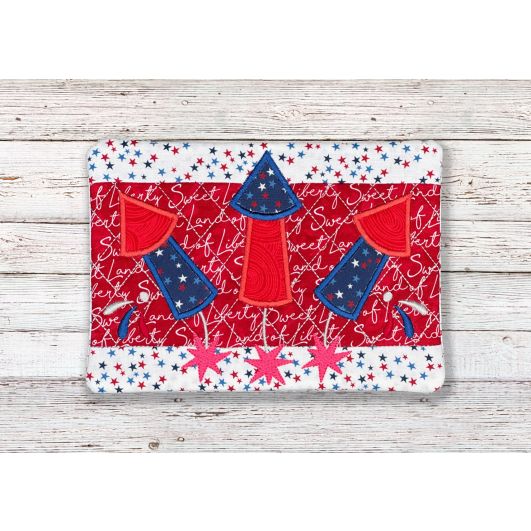 ITH Patriotic Rockets Mug Rug | Machine Embroidery Designs by JuJu