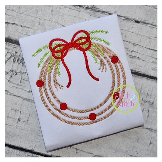 Rope Christmas Wreath Embroidery | Machine Embroidery Designs by JuJu