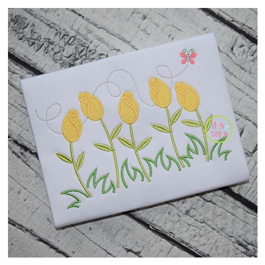Rosebuds with Butterfly Embroidery | Machine Embroidery Designs by JuJu