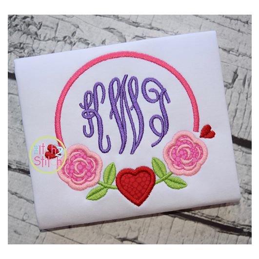 Rose Heart Frame Applique | Machine Embroidery Designs by JuJu