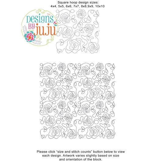 Roses and Leaves End-to-End Quilting | Machine Embroidery Designs by JuJu