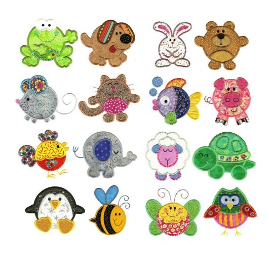 Round Up The Critters Applique Machine Embroidery Designs by JuJu 