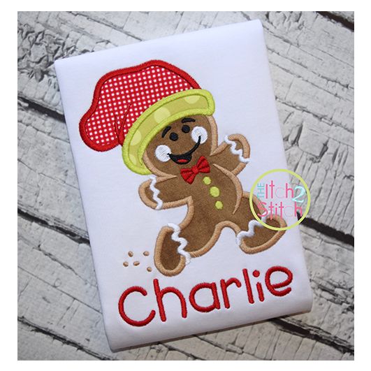 Running Gingerbread Man Applique | Machine Embroidery Designs by JuJu