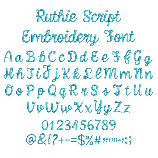 Ruthie Script Embroidery Font | Machine Embroidery Designs by JuJu
