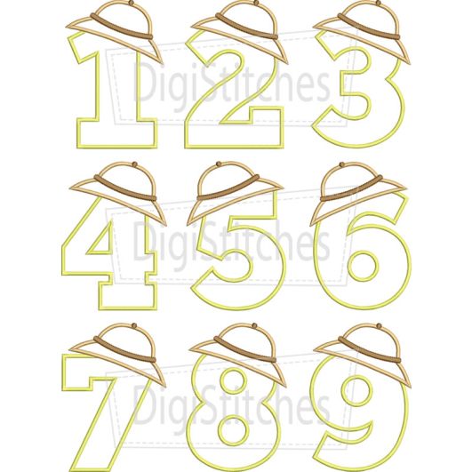 Safari Hat Birthday Numbers Applique