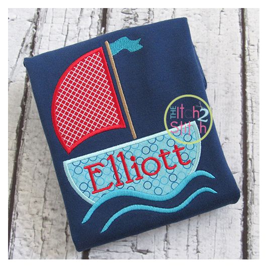 Sailboat 2 Applique | Machine Embroidery Designs by JuJu