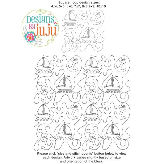 Sailboats End-to-End Quilting | Machine Embroidery Designs by JuJu