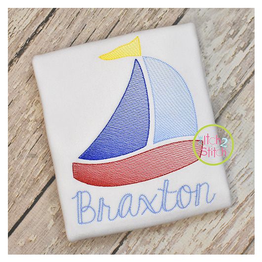 Sailboat Sketch | Machine Embroidery Designs by JuJu